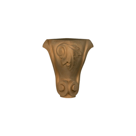 OSBORNE WOOD PRODUCTS 5 3/4 x 3 3/4 Acanthus Leaf Corner Foot (Right) in Rubberwood <sma 891928RW